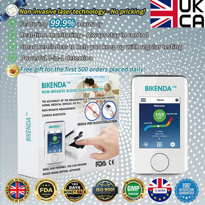 【OFFICIAL STORE】Bikenda™ Non-Invasive Blood Glucose Meter + Exclusive Gift [99.9% Accuracy] 🏆 - Recommended by A.M.A.
